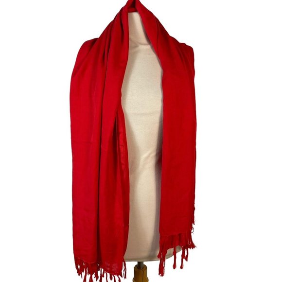 Bali Collection Long Scarf with fringe Red Scarf Shall Sarong wrap 64 in. - Picture 9 of 13
